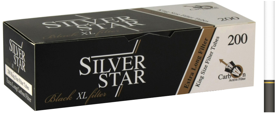 Gilzy SILVER STAR Carbon Black Tiping XL 8,1/24мм (200шт/уп) Гильзы SILVER STAR Carbon Black Tiping XL 8,1/24мм (200шт/уп)